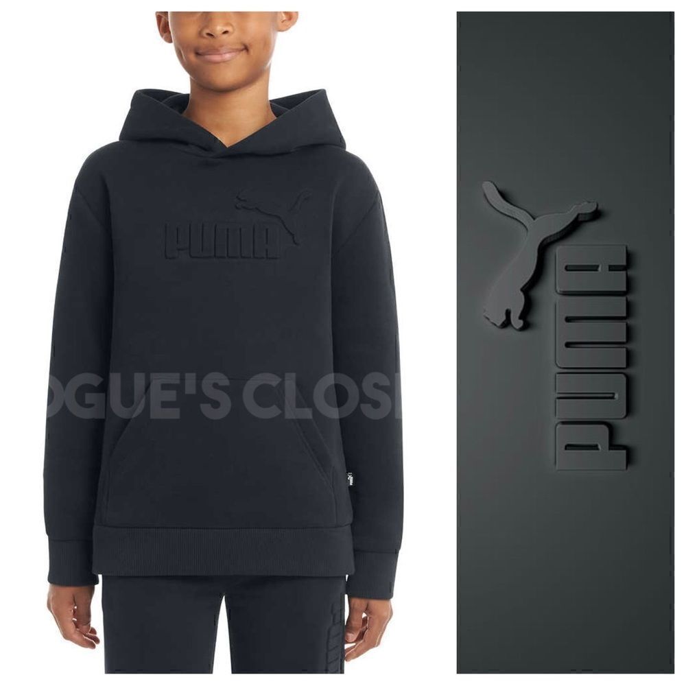 NEW! PUMA Youth Fleece Hoodie with Raised embossed logo and Kangaroo Pockets